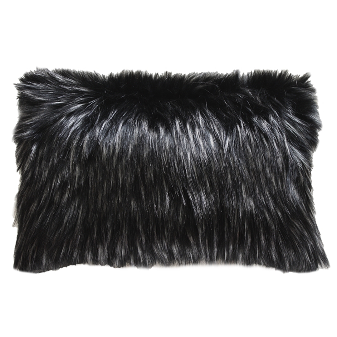 Heirloom Exotic Faux Fur - Cushion / Throw  - Ebony Plume image 2